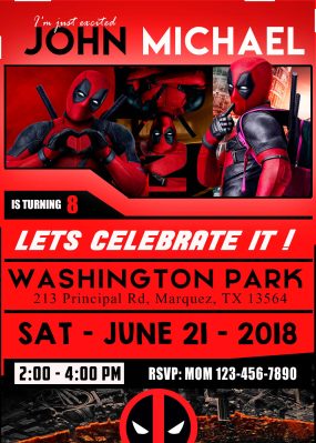 Deadpool 2 Birthday Party Invitation