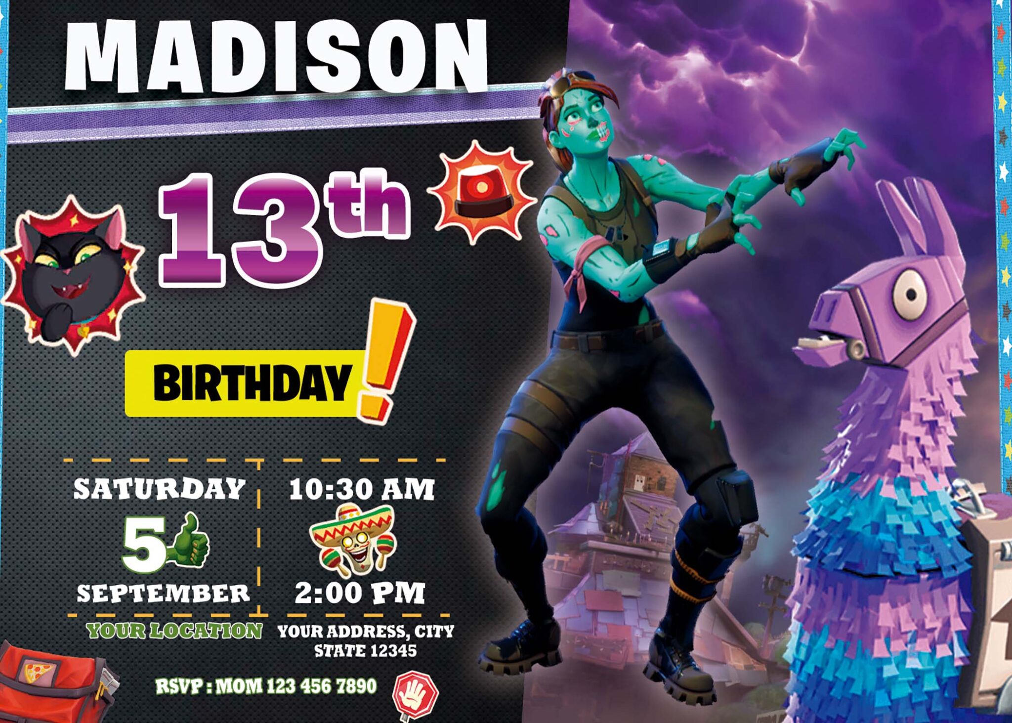 Fortnite Birthday Party Invitation 4 Incredible Invite