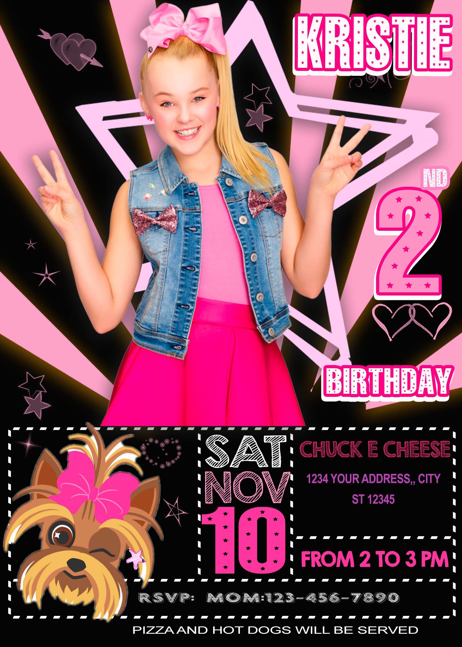 Jojo Siwa Birthday Party Invitation 2 Amazing Designs Us - jojo siwa roblox youtube by jojo siwa