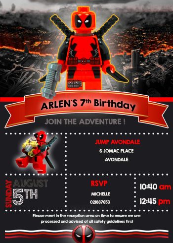 LEGO Deadpool Birthday Party Invitation