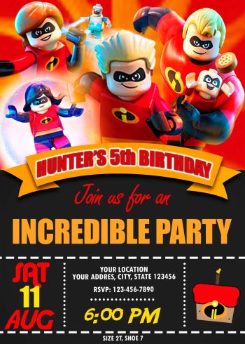 LEGO The Incredibles Birthday Party Invitation