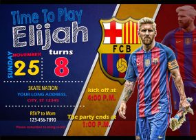 Messi Barcelona Birthday Party Invitation
