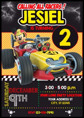 Mickey and the Roadster Racers Birthday Invitation 2