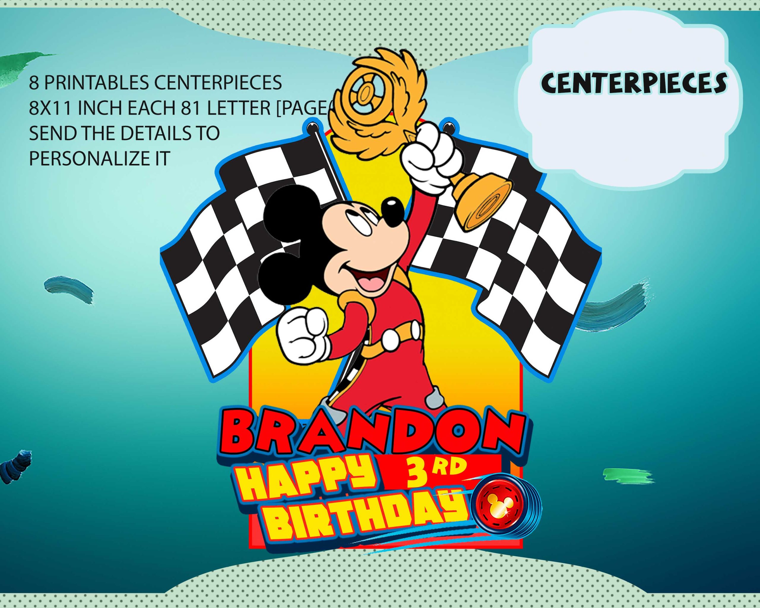 Mickey and the Roadster Racers Printable Party Kit | Instant download ...