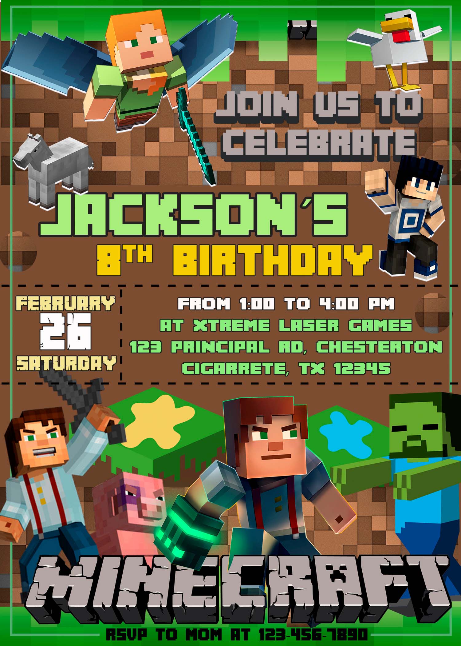 Printable Minecraft Birthday Invitations