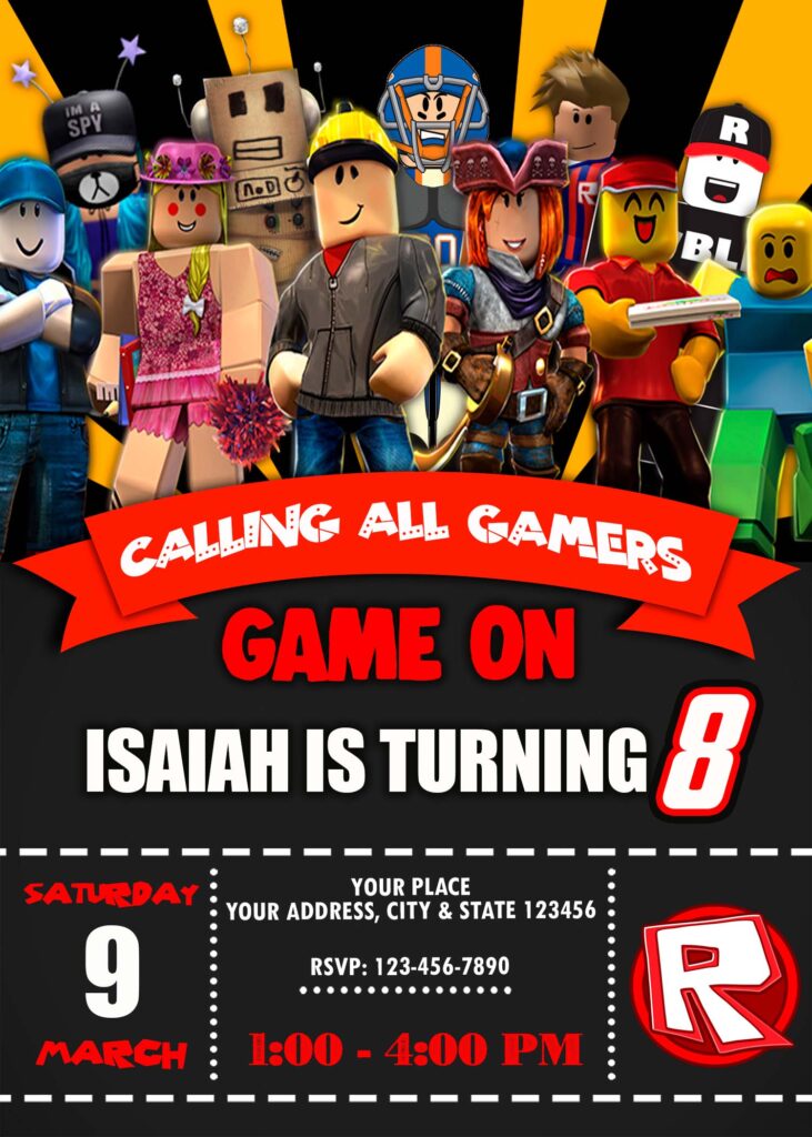 Roblox Birthday Party Invitation | Incredible Invite