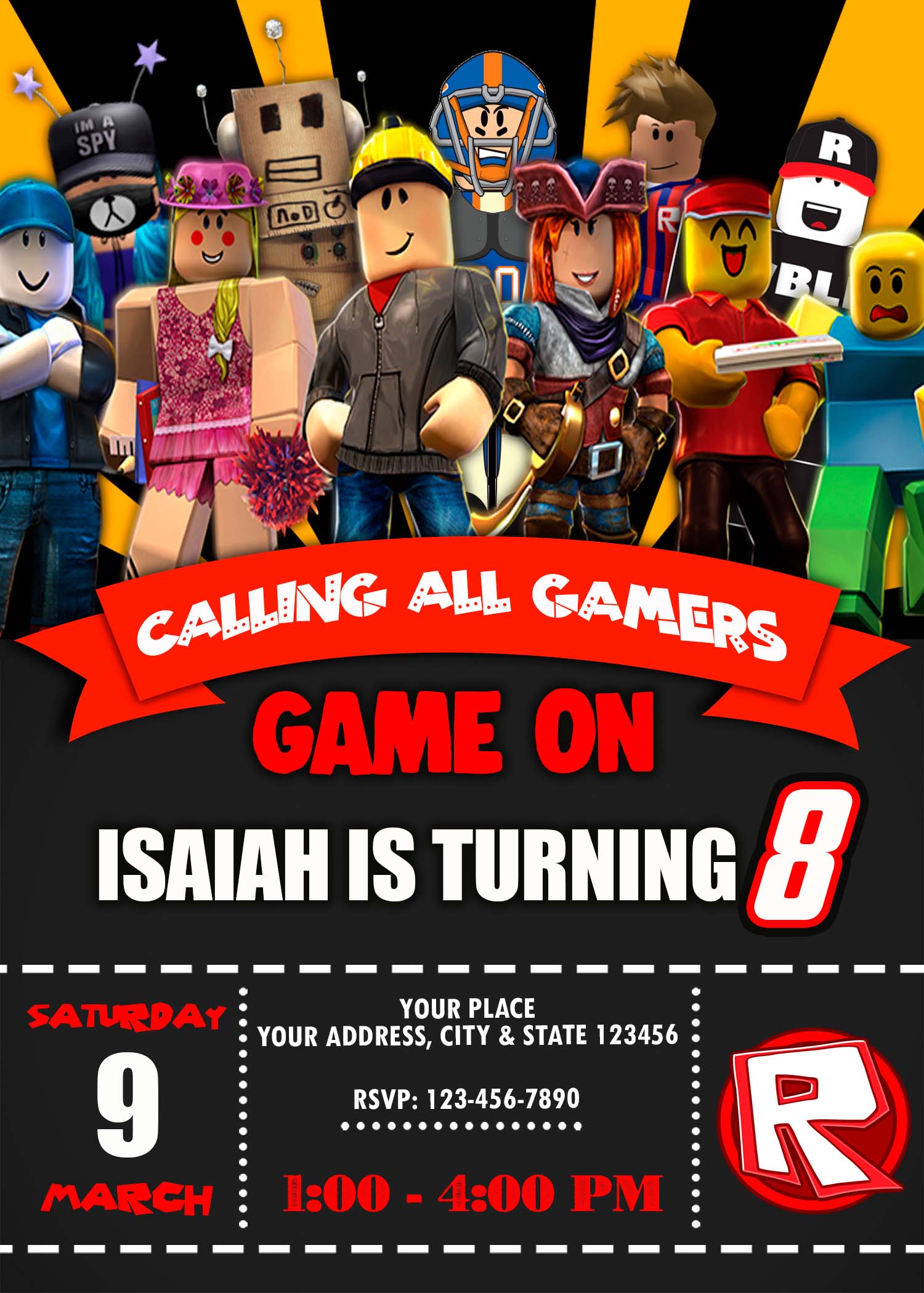 Roblox Birthday Invitation Download Roblox Invite Roblox 