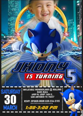 Sonic The Hedgehog Birthday Party Invitation 2