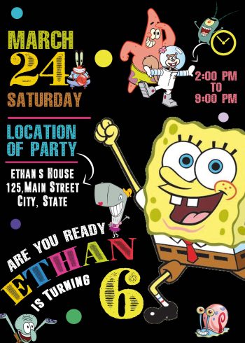 Spongebob Squarepants Birthday Party Invitation