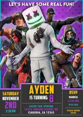 Fortnite Marshmello Birthday Invitation