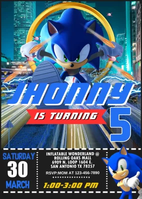 Sonic The Hedgehog Birthday Invitation