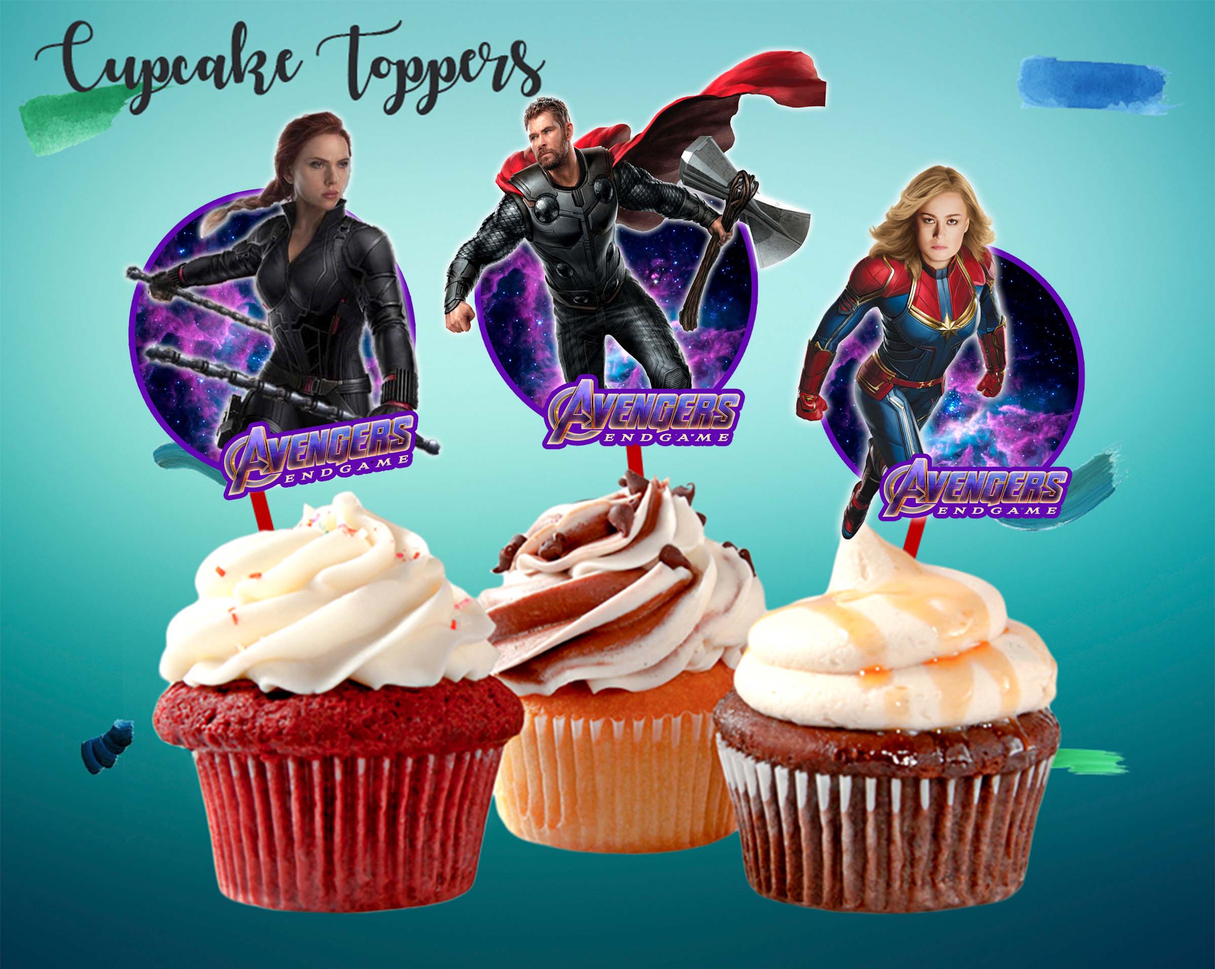 Avengers Endgame Cupcake Toppers | Instant download design