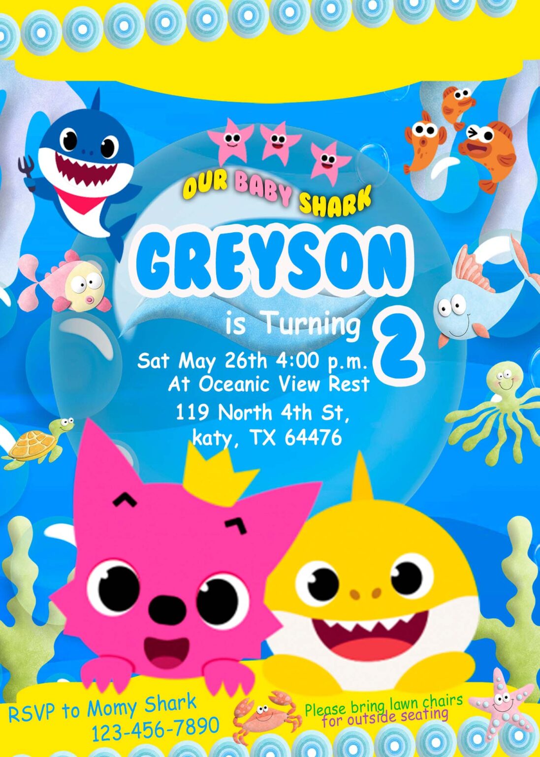 Baby Shark Birthday Party Invitation | Adorable nvite