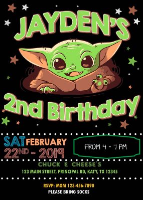 Baby Yoda Birthday Party Invitation