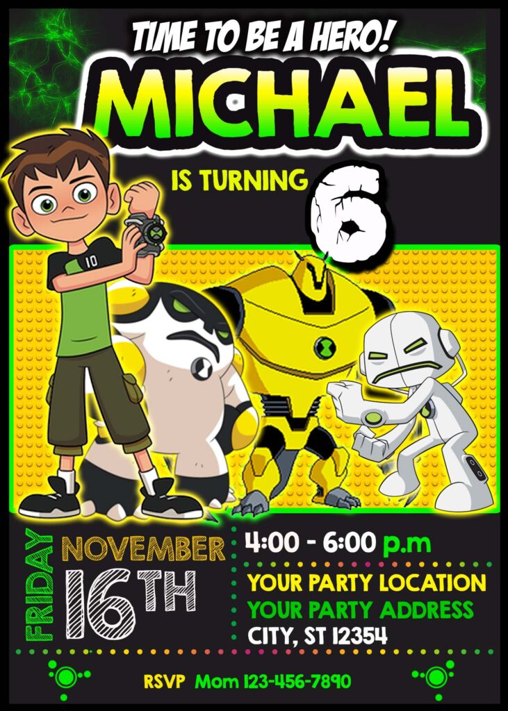 Ben 10 Birthday Party Invitation 5 | Tremendous Invite