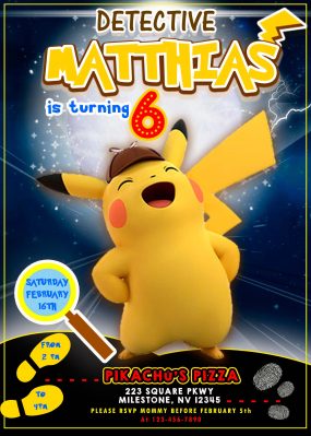 Detective Pikachu Birthday Party Invitation