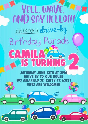 Drive by Birthday Parade Invite