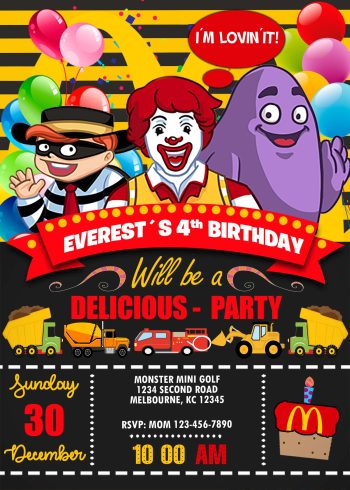 McDonalds Birthday Party Invitation