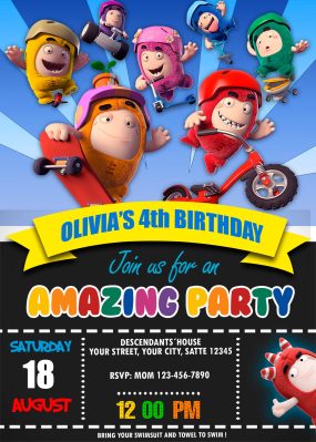 Oddbods Birthday Party Invitation