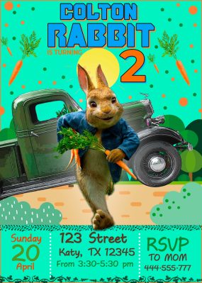 Peter Rabbit 2 Birthday Party Invitation