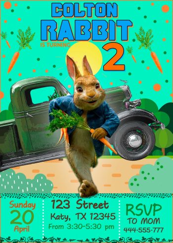 Peter Rabbit 2 Birthday Party Invitation