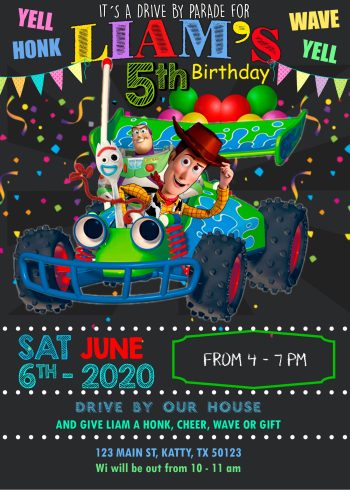 Toy Story Drive by Birthday Parade Invitation