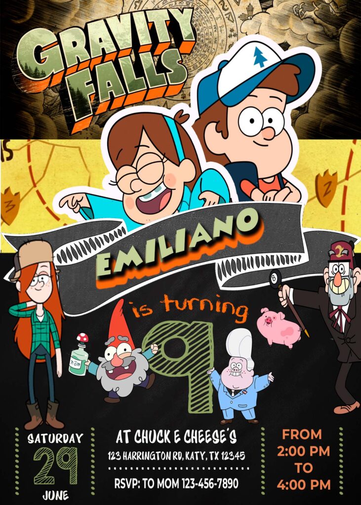 Gravity Falls Birthday Party Invitation - Amazing Designs US