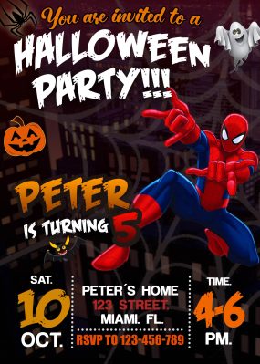 Spider-man Halloween Birthday Invitation
