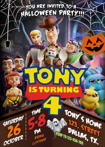 Toy Story Halloween Birthday Invitation