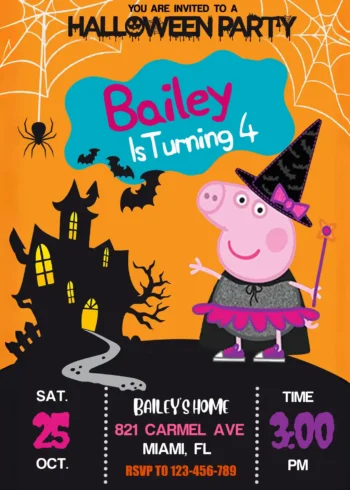 peppa-pig-halloween-birthday-invitation Peppa Pig Halloween Birthday Invitation