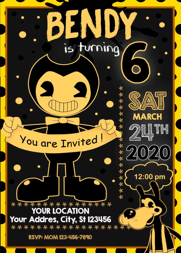 Bendy and the Ink Machine Birthday Invitation | Terrific Invite bendy-and-the-ink-machine-birthday-invitation-terrific-invite