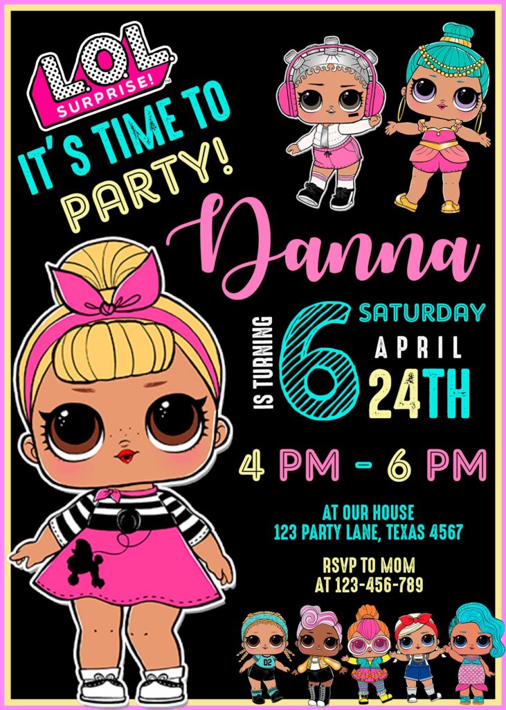 LOL Surprise Dolls Birthday Invitation Lovely Invite
