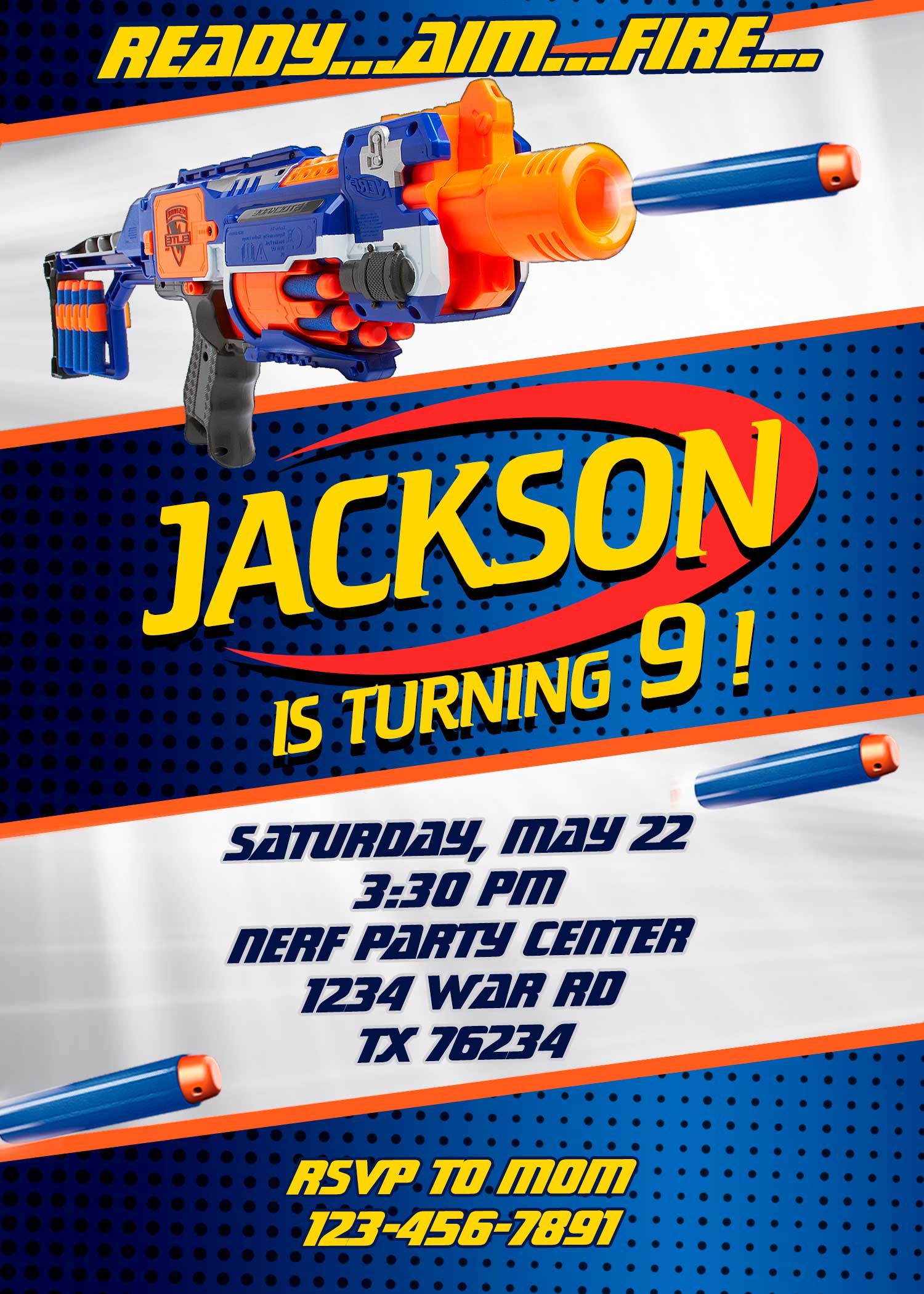 Free Nerf Birthday Party Invitation Template