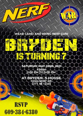 Nerf Wars Birthday Invitation