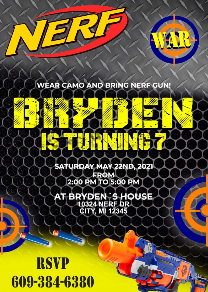 Nerf Wars Birthday Invitation | Fantastic Digital Card