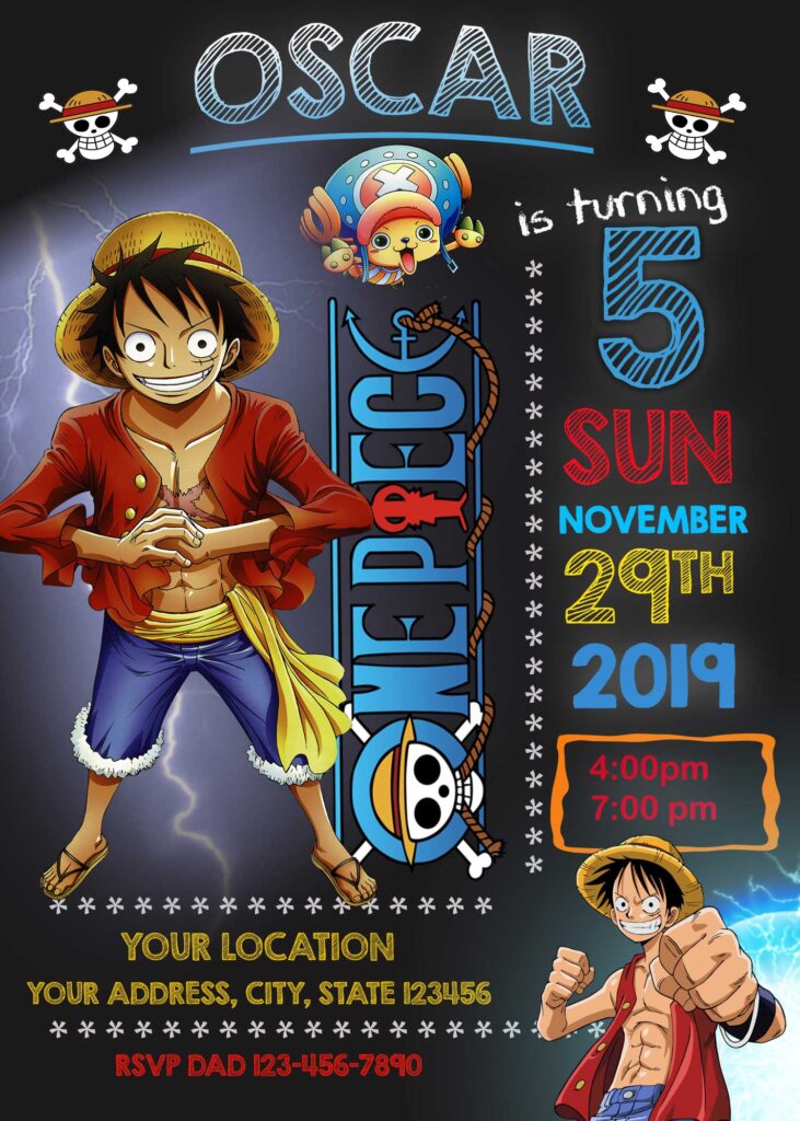 One Piece Birthday Invitation Amazing Invite