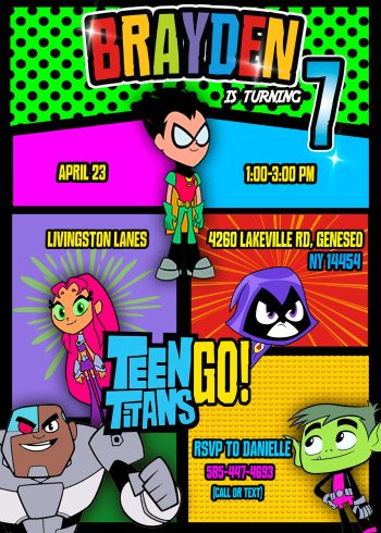 Teen Titans Go Birthday Invitation