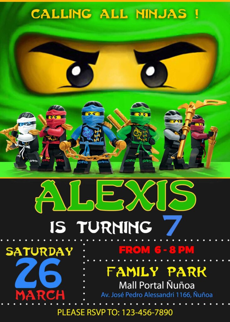 LEGO Ninjago Birthday Invitation Party Invite