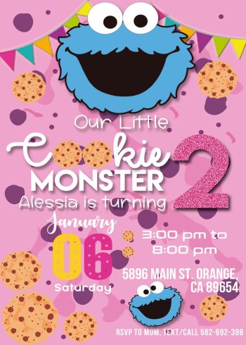 Cookie Monster Birthday Party Invitation 3