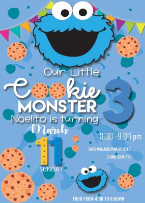 Cookie Monster Birthday Party Invitation 2
