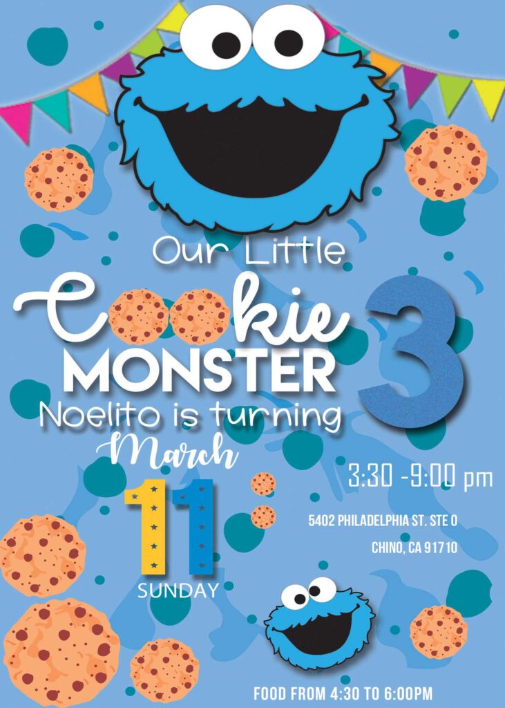 Cookie Monster Birthday Party Invitation 2 Lovely Invite