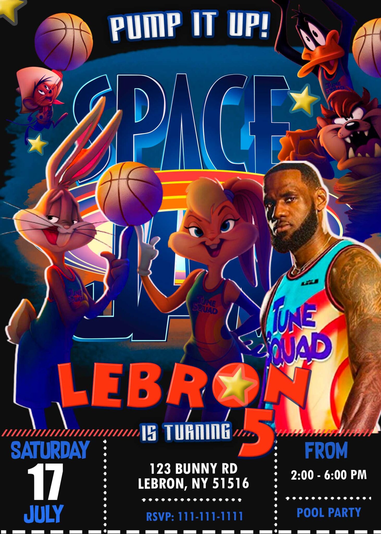 Space Jam A New Legacy Birthday Invitation | Digital Invite