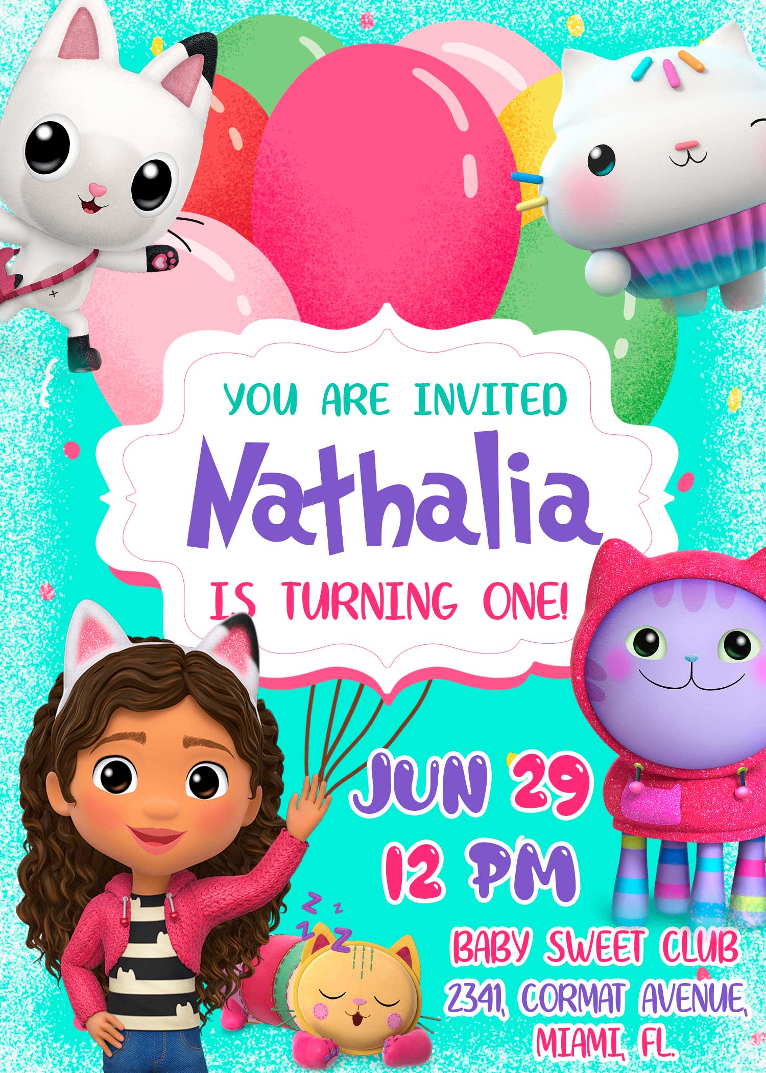 Gabby Dollhouse Birthday Invitation Template Free