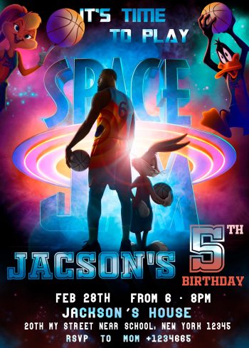 Space Jam A New Legacy Birthday Invite
