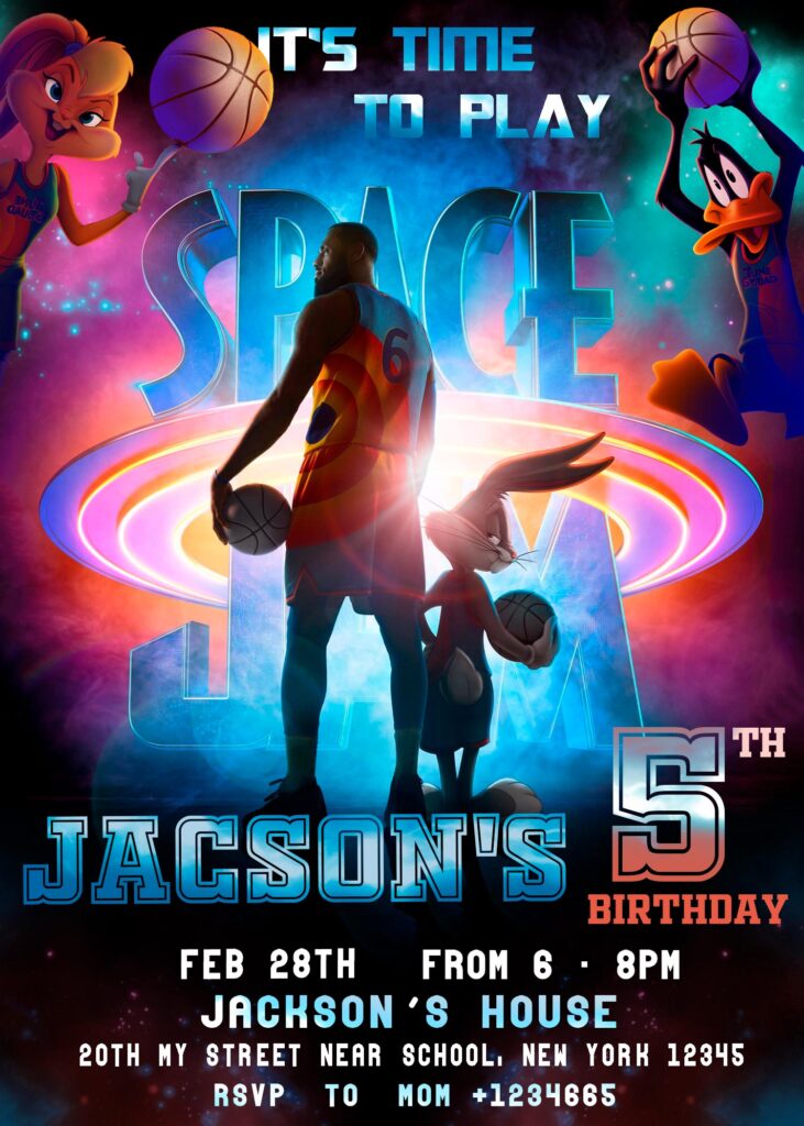 Space Jam A New Legacy Birthday Invite Digital Invitation