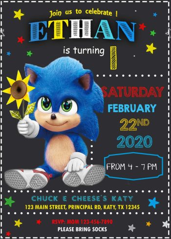 Baby Sonic Birthday Invitation