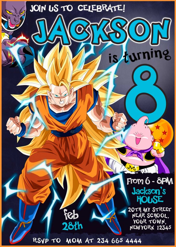 Dragon Ball Super Sayajin Birthday Invitation – Easy Inviting