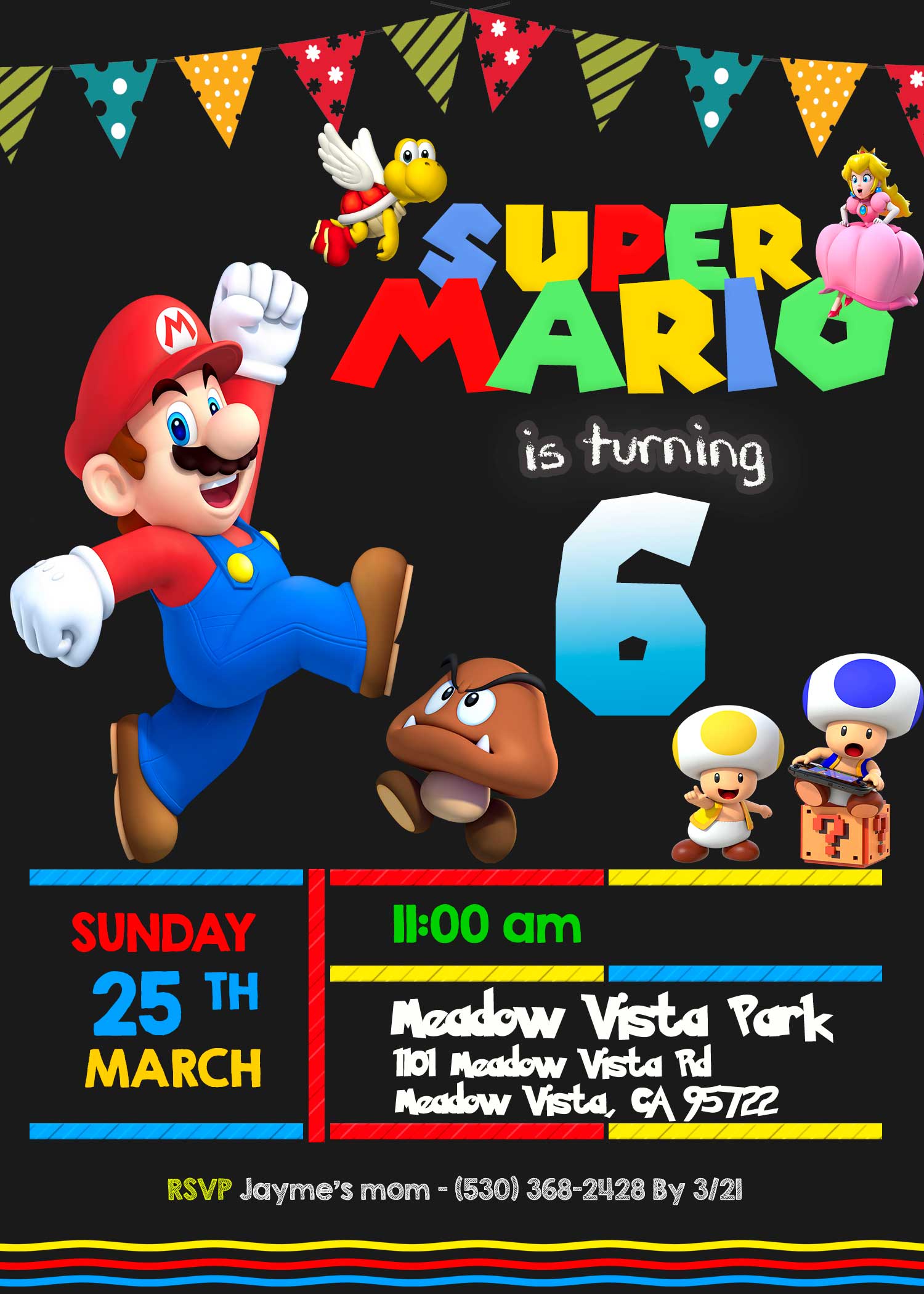 Mario Bros Birthday Party Invitation Super Invite Ubicaciondepersonas 