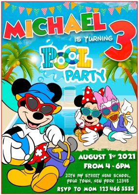 Mickey Mouse Pool Party Invitation
