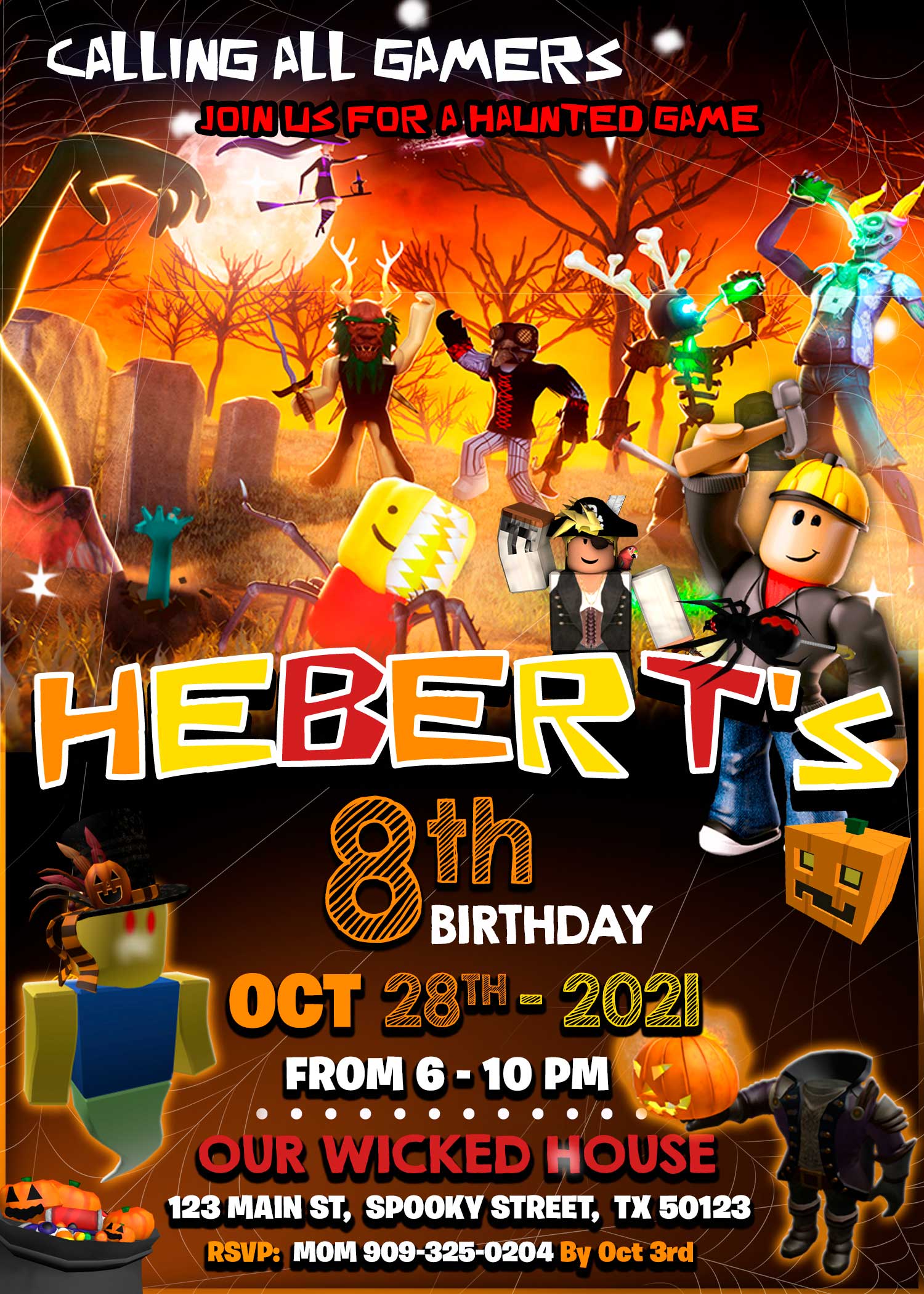 Roblox Rainbow Friends Birthday Invitation, FREE Backside